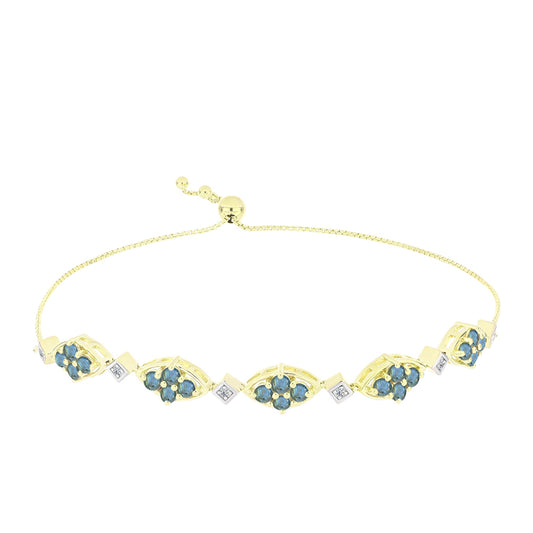 Brățară din Argint 925 Placat cu Aur ( 7.99 grame ) cu Labradorit și Topaz Alb 2.1 Carate