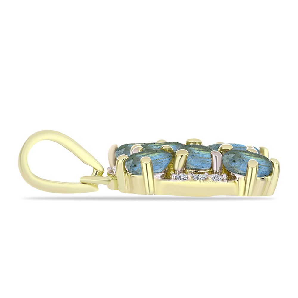 Pandantiv din Argint 925 Placat cu Aur ( 1.3 grame ) cu Labradorit și Topaz Alb 1.36 Carate