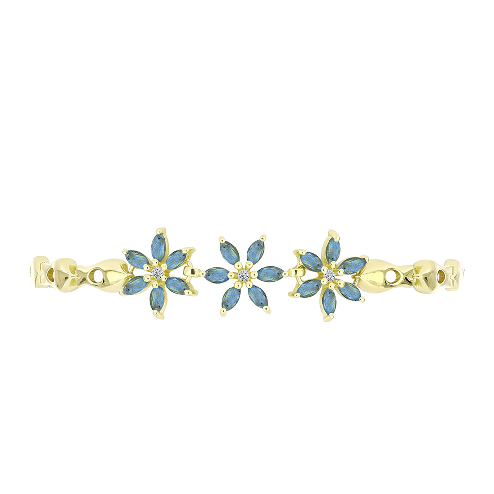 Brățară din Argint 925 Placat cu Aur ( 9.96 grame ) cu Labradorit și Topaz Alb 2.63 Carate