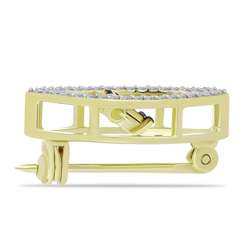 Broşă din Argint 925 Placat cu Aur ( 1.69 grame ) cu Diamant Albastru și Topaz Alb 0.22 Carate