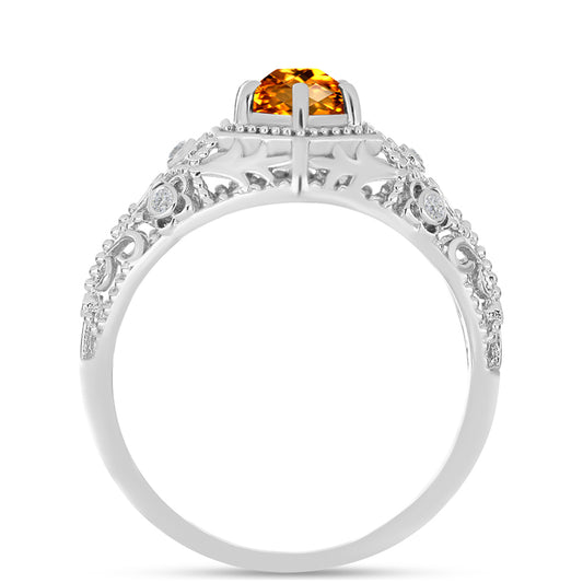 Inel din Argint 925 ( 3.09 grame ) cu Citrin Madeira și Topaz Alb 0.86 Carate