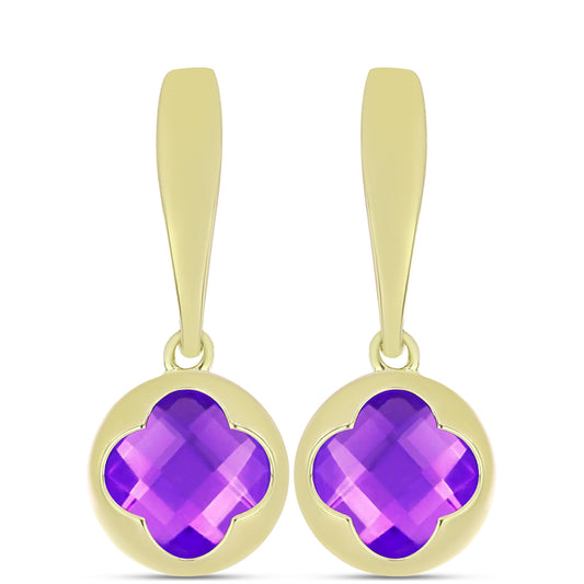 Cercei din Argint 925 Placat cu Aur ( 3.5 grame ) cu Agat Violet 3.24 Carate
