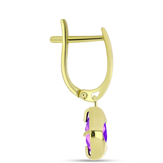 Cercei din Argint 925 Placat cu Aur ( 3.5 grame ) cu Agat Violet 3.24 Carate