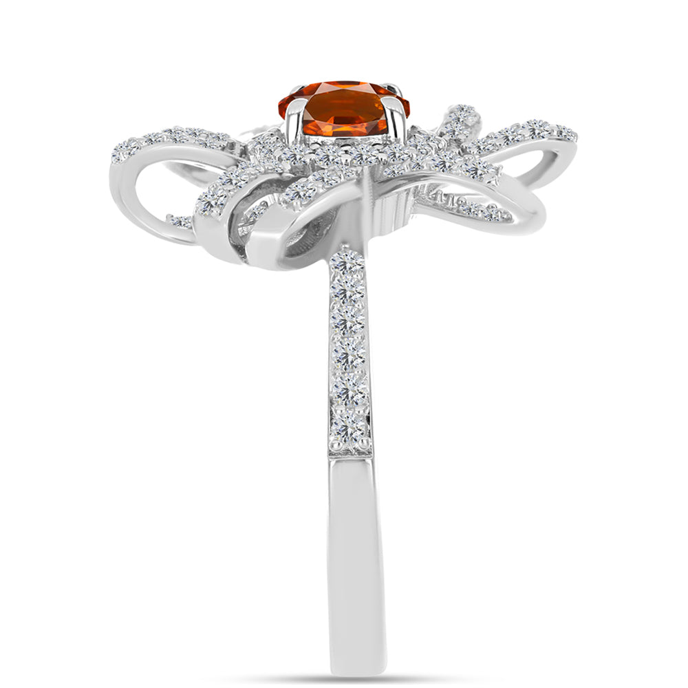 Inel din Argint 925 ( 4.44 grame ) cu Citrin Madeira și Topaz Alb 1.75 Carate