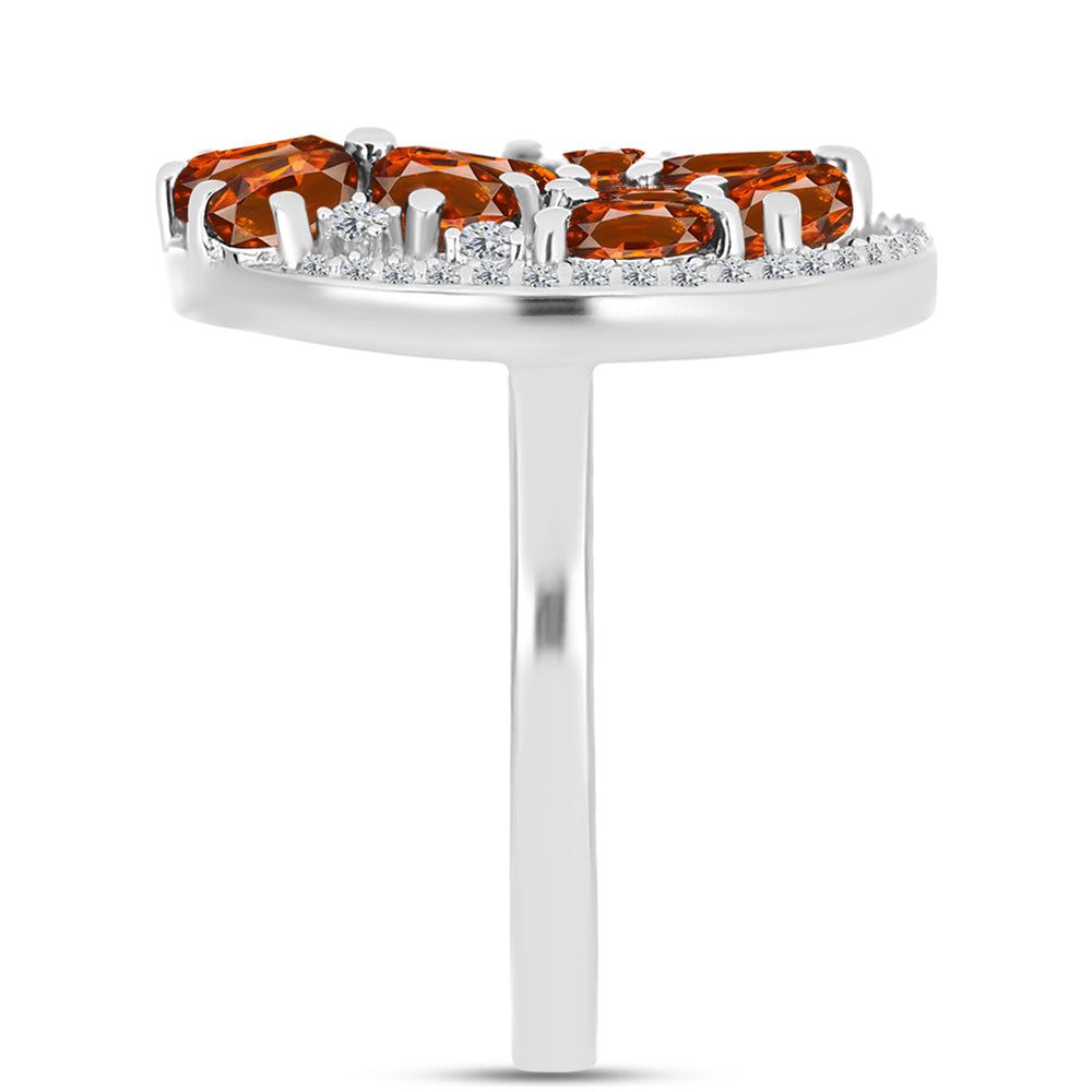 Inel din Argint 925 ( 4.17 grame ) cu Citrin Madeira și Topaz Alb 2.66 Carate
