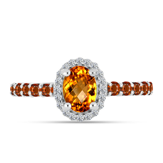 Inel din Argint 925 ( 1.96 grame ) cu Citrin Madeira și Topaz Alb 1.19 Carate