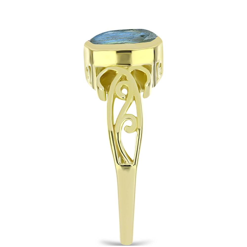 Inel din Argint 925 Placat cu Aur ( 3.42 grame ) cu Labradorit 1.96 Carate