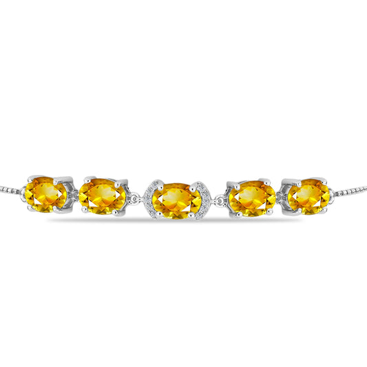 Brățară din Argint 925 ( 4.42 grame ) cu Citrin Rio Golden și Topaz Alb 6.08 Carate