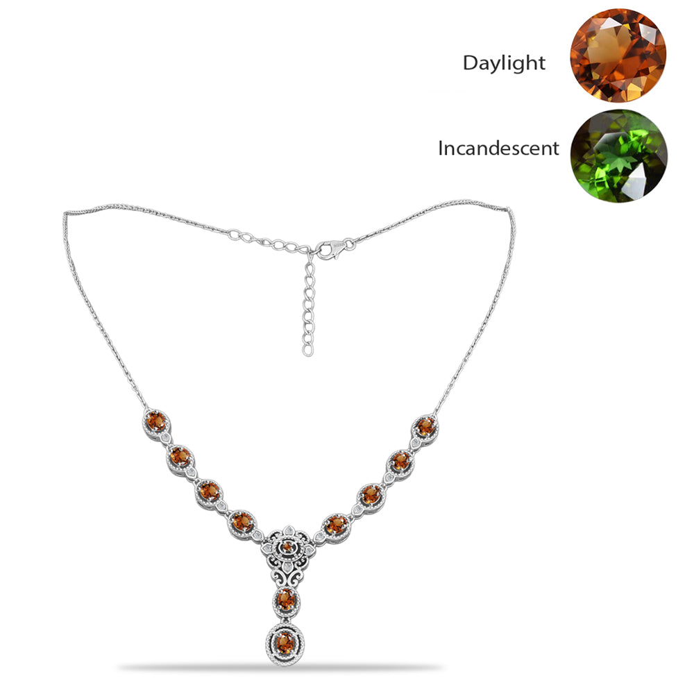 Colier din Argint 925 ( 10.28 grame ) cu Zultanit Anatolian Certificat cultivat în laborator și Topaz Alb 4.35 Carate