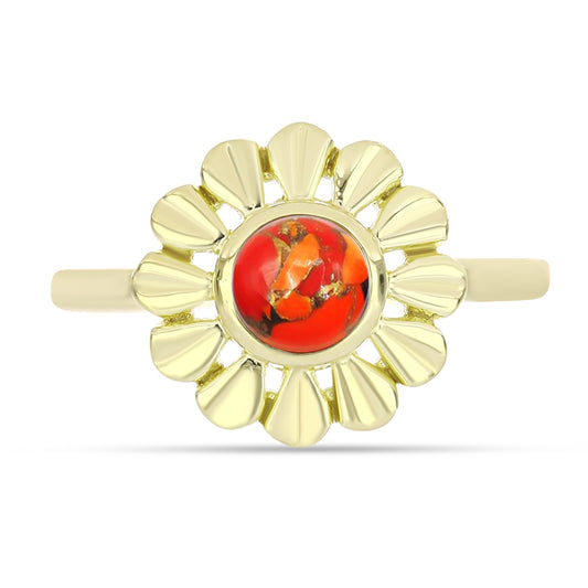 Inel din Argint 925 Placat cu Aur ( 3.1 grame ) cu Turcoaz Mohave 0.49 Carate