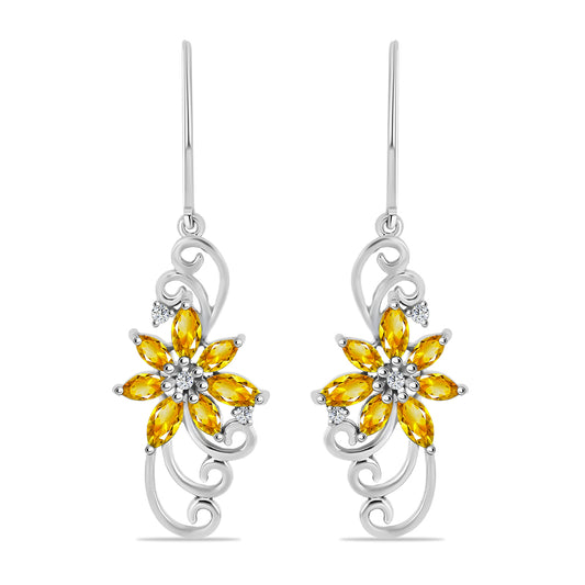 Cercei din Argint 925 ( 4.27 grame ) cu Citrin Rio Golden și Topaz Alb 2.64 Carate