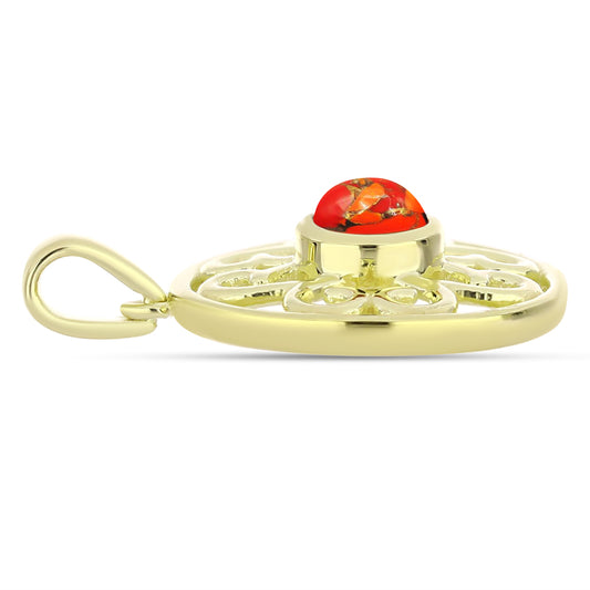 Pandantiv din Argint 925 Placat cu Aur ( 2.56 grame ) cu Turcoaz Mohave 0.49 Carate