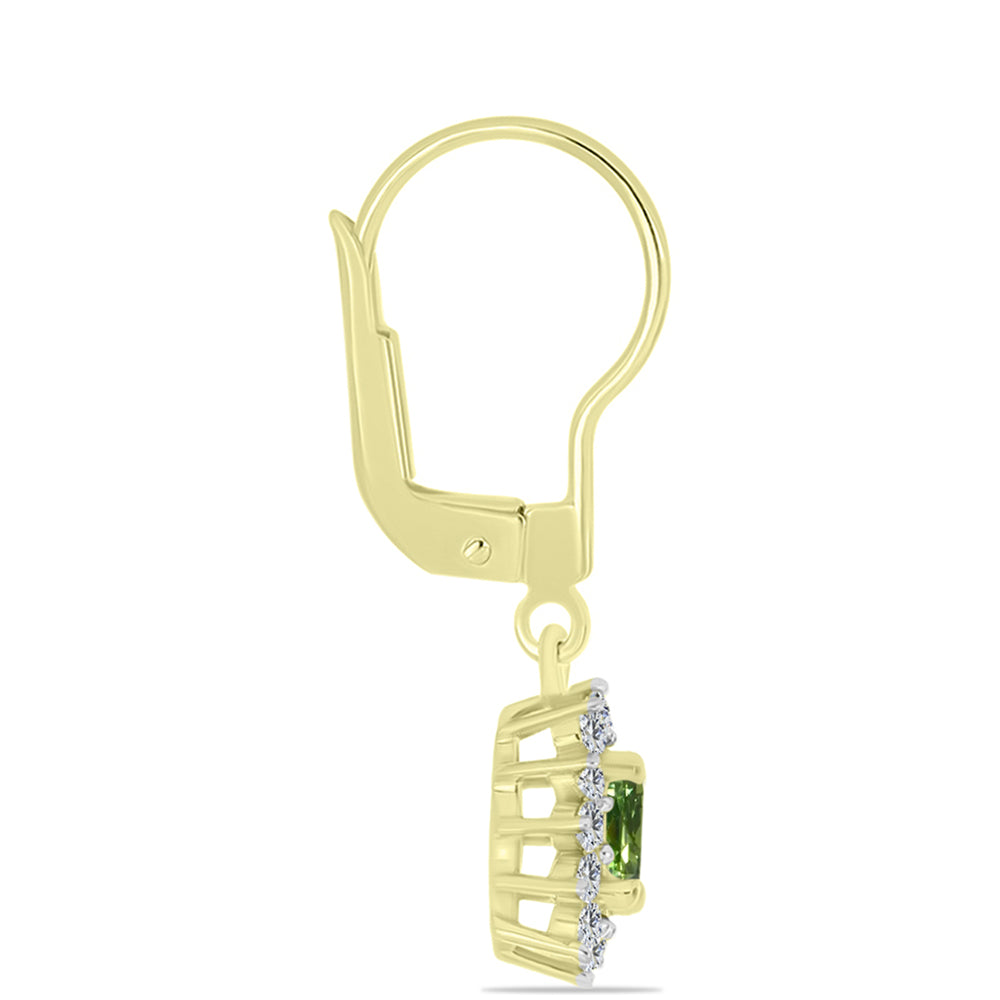 Cercei din Argint 925 Placat cu Aur ( 1.71 grame ) cu Safir verde și Topaz Alb 1.06 Carate