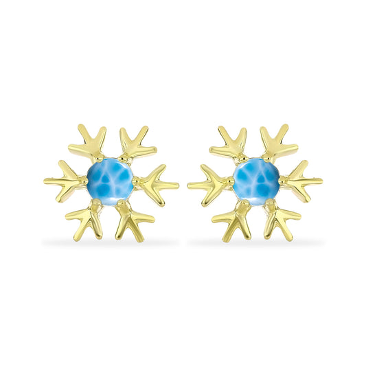 Cercei din Argint 925 Placat cu Aur ( 3.05 grame ) cu Larimar(Piatra delfinului) 1.16 Carate