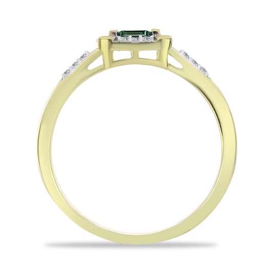 Inel din Argint 925 Placat cu Aur ( 2.26 grame ) cu Safir verde și Topaz Alb 0.24 Carate