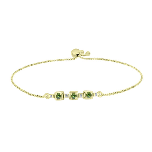 Brățară din Argint 925 Placat cu Aur ( 3.39 grame ) cu Safir verde și Topaz Alb 0.39 Carate