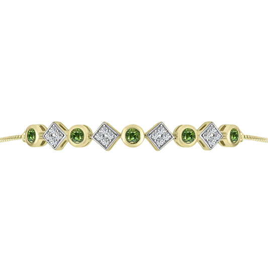 Brățară din Argint 925 Placat cu Aur ( 5.55 grame ) cu Safir verde și Topaz Alb 2.16 Carate