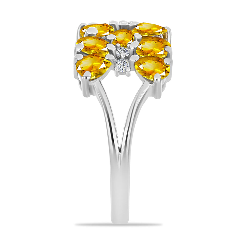 Inel din Argint 925 ( 3.2 grame ) cu Citrin Rio Golden și Topaz Alb 2.32 Carate