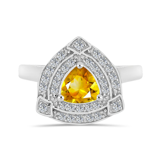 Inel din Argint 925 ( 2.98 grame ) cu Citrin Rio Golden și Topaz Alb 1.03 Carate