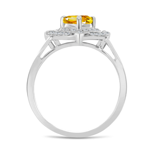 Inel din Argint 925 ( 2.98 grame ) cu Citrin Rio Golden și Topaz Alb 1.03 Carate