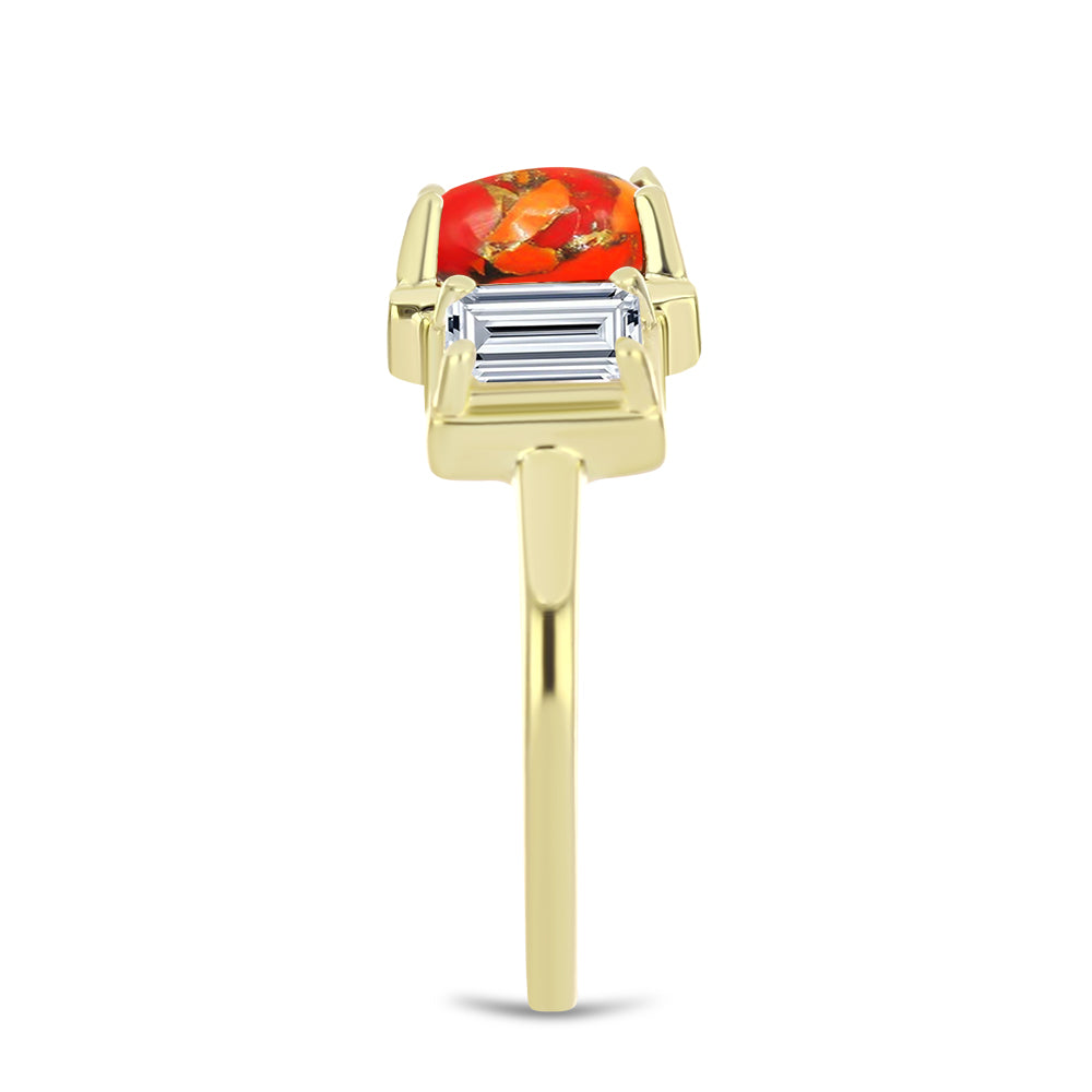 Inel din Argint 925 Placat cu Aur ( 3.15 grame ) cu Turcoaz Mohave și Topaz Alb 2.46 Carate