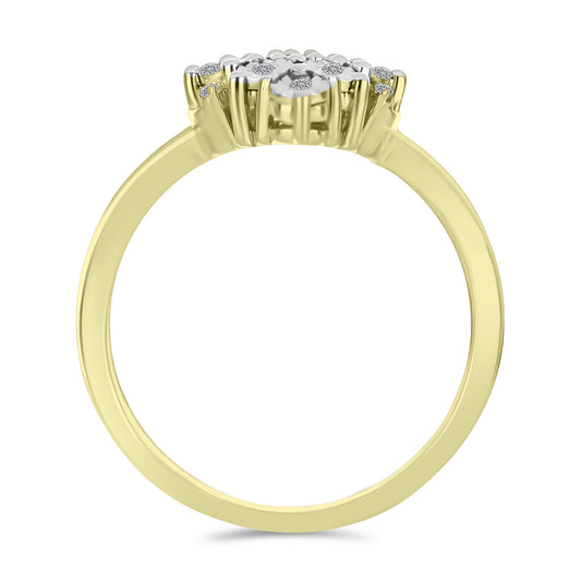 Inel din Argint 925 Placat cu Aur ( 3.18 grame ) cu Diamant Alb și Topaz Alb 0.08 Carate