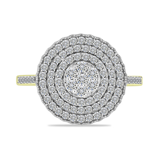 Inel din Argint 925 Placat cu Aur ( 3.62 grame ) cu Diamant Alb și Topaz Alb 0.86 Carate