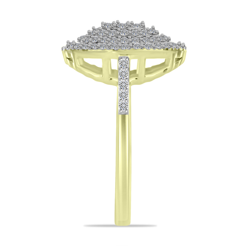 Inel din Argint 925 Placat cu Aur ( 3.62 grame ) cu Diamant Alb și Topaz Alb 0.86 Carate