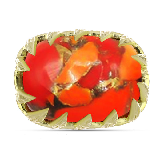 Inel din Argint 925 Placat cu Aur ( 4.32 grame ) cu Turcoaz Mohave 9.92 Carate