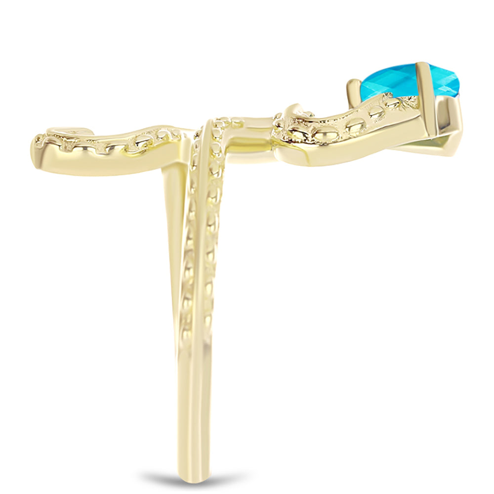 Inel din Argint 925 Placat cu Aur ( 4.48 grame ) cu Jad albastru 0.99 Carate