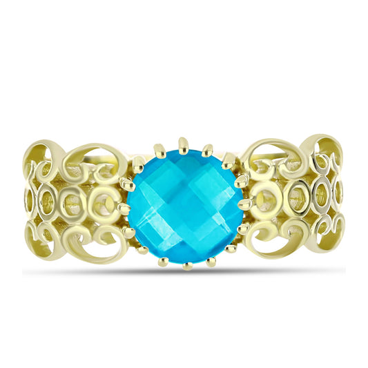 Inel din Argint 925 Placat cu Aur ( 4.28 grame ) cu Jad albastru 1.66 Carate