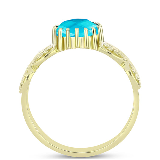 Inel din Argint 925 Placat cu Aur ( 4.28 grame ) cu Jad albastru 1.66 Carate