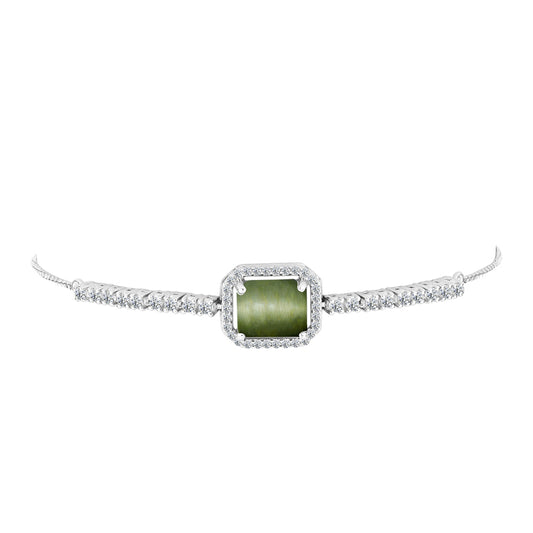 Brățară din Argint 925 ( 5.3 grame ) cu Ochi de Pisică Antananarivo și Topaz Alb 4.5 Carate