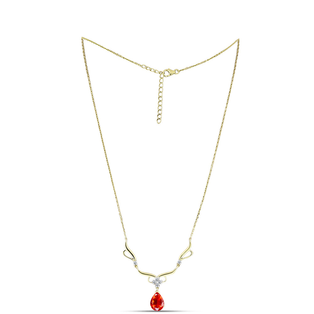 Colier din Argint 925 Placat cu Aur ( 4.73 grame ) cu Opal de Foc Lega Dembi și Topaz Alb 1.39 Carate