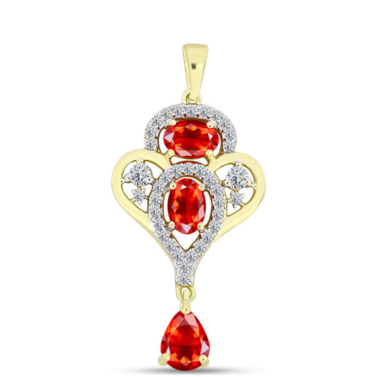 Pandantiv din Argint 925 Placat cu Aur ( 2.6 grame ) cu Opal de Foc Lega Dembi și Topaz Alb 1.57 Carate