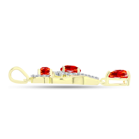 Pandantiv din Argint 925 Placat cu Aur ( 2.6 grame ) cu Opal de Foc Lega Dembi și Topaz Alb 1.57 Carate