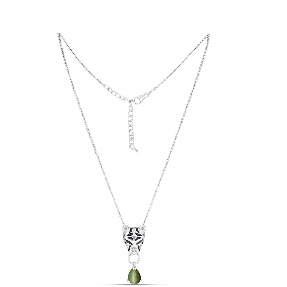 Colier din Argint 925 ( 6.75 grame ) cu Ochi de Pisică Antananarivo și Spinel Negru 2.14 Carate
