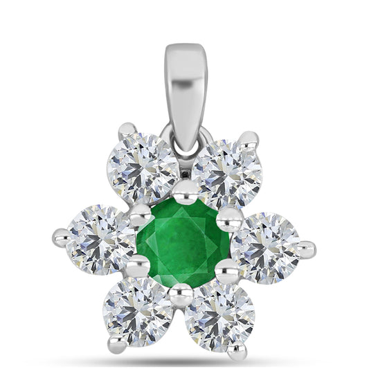 Pandantiv din Argint 925 ( 1.23 grame ) cu Smarald Zambian și Topaz Alb 1.55 Carate