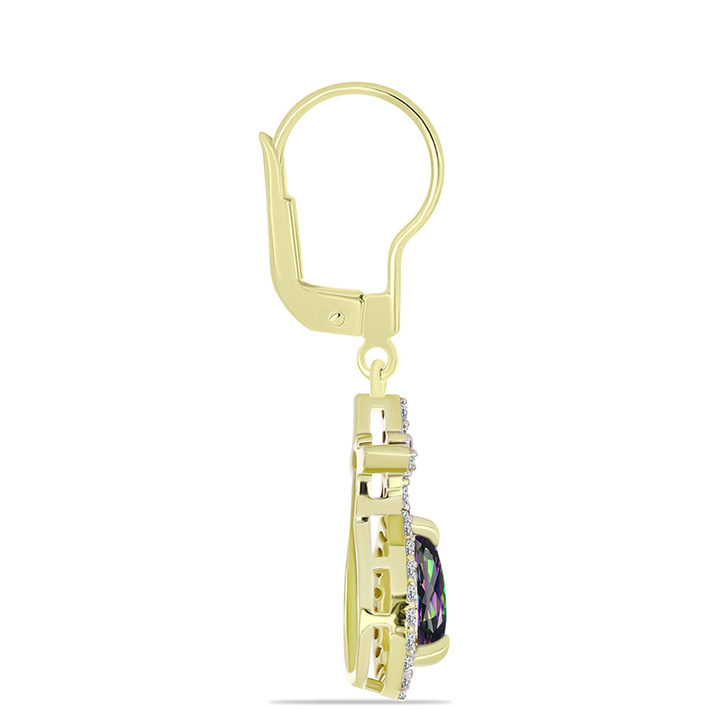 Cercei din Argint 925 Placat cu Aur ( 2.48 grame ) cu Cuarț Hematit Verde Mistic și Topaz Alb 1.63 Carate