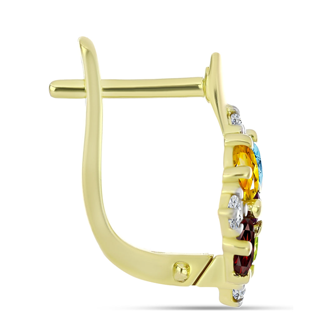 Cercei din Argint 925 Placat cu Aur ( 3.22 grame ) cu Citrin Ural și Granat Barton 1.98 Carate