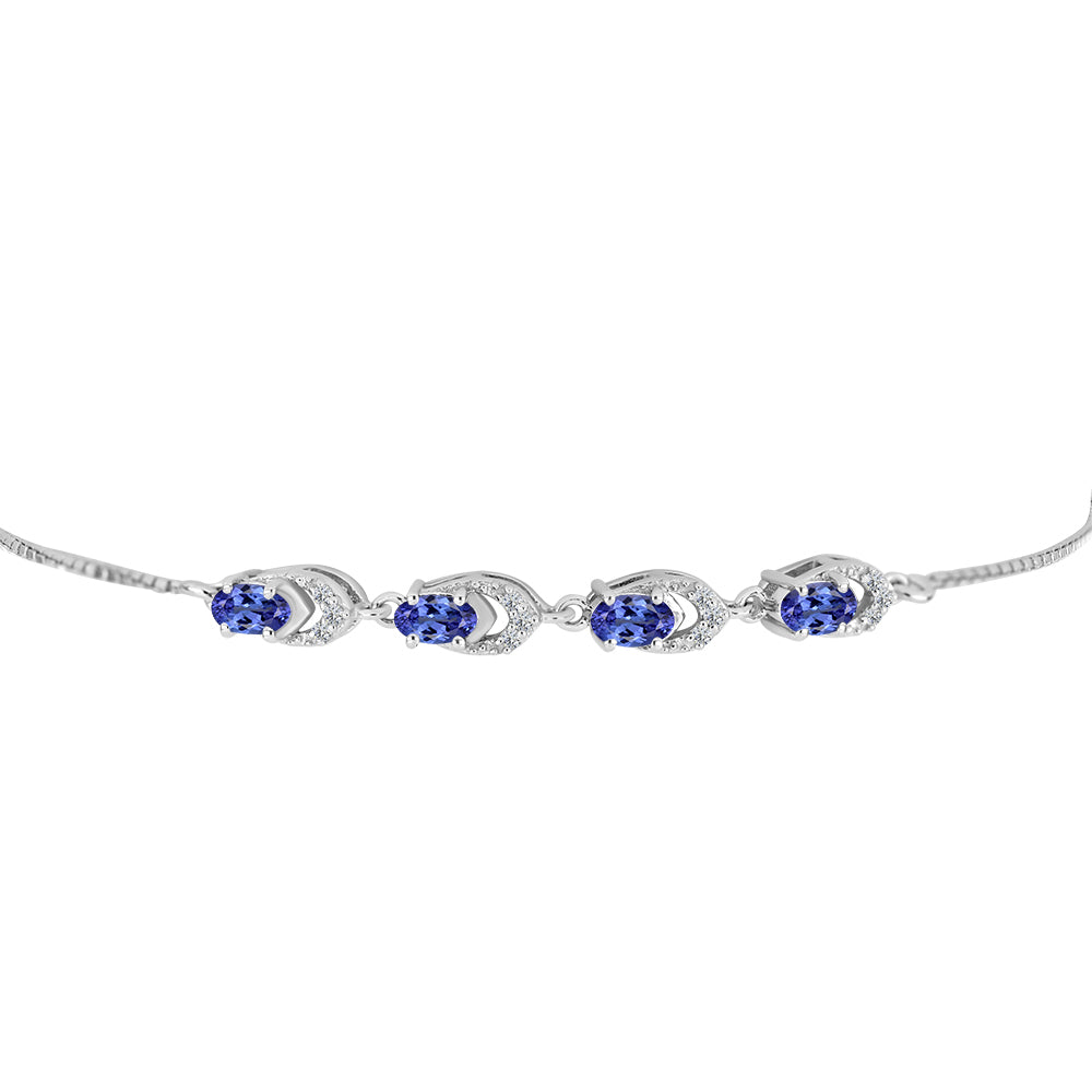 Brățară din Argint 925 ( 3.85 grame ) cu Tanzanit AAA și Diamant Alb 0.97 Carate