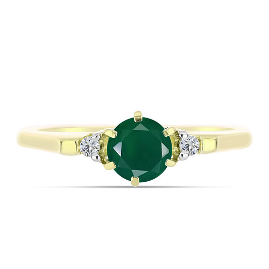 Inel din Argint 925 Placat cu Aur ( 2.51 grame ) cu Agat Verde și Topaz Alb 0.82 Carate
