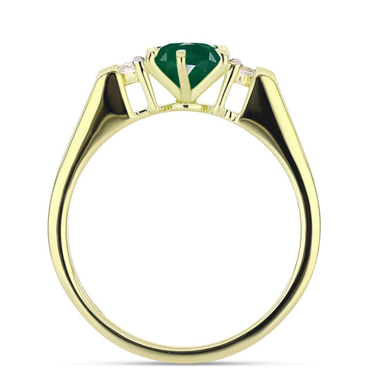 Inel din Argint 925 Placat cu Aur ( 2.51 grame ) cu Agat Verde și Topaz Alb 0.82 Carate