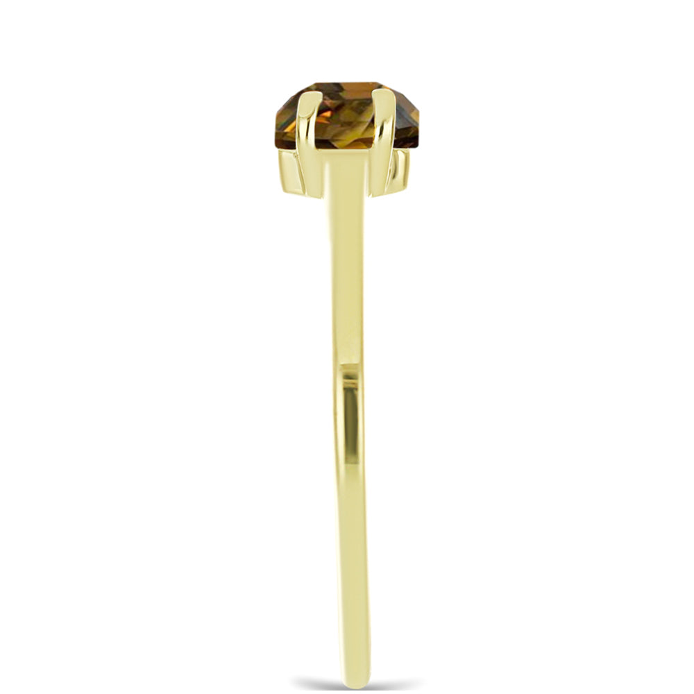 Inel din Argint 925 Placat cu Aur ( 1.45 grame ) cu Cuarț Coniac 0.86 Carate
