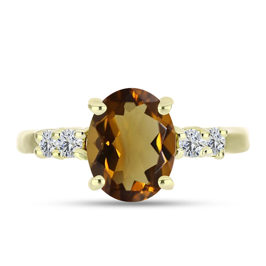 Inel din Argint 925 Placat cu Aur ( 1.91 grame ) cu Cuarț Coniac și Topaz Alb 1.94 Carate