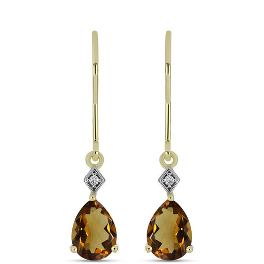 Cercei din Argint 925 Placat cu Aur ( 1.59 grame ) cu Cuarț Coniac și Topaz Alb 1.98 Carate