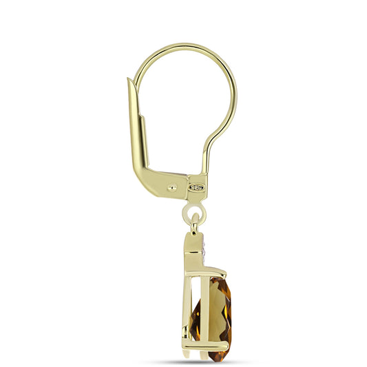 Cercei din Argint 925 Placat cu Aur ( 1.59 grame ) cu Cuarț Coniac și Topaz Alb 1.98 Carate