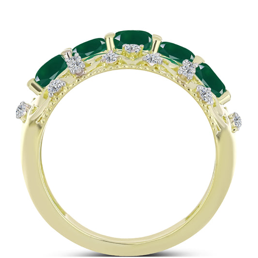 Inel din Argint 925 Placat cu Aur ( 4.15 grame ) cu Agat Verde și Topaz Alb 1.44 Carate