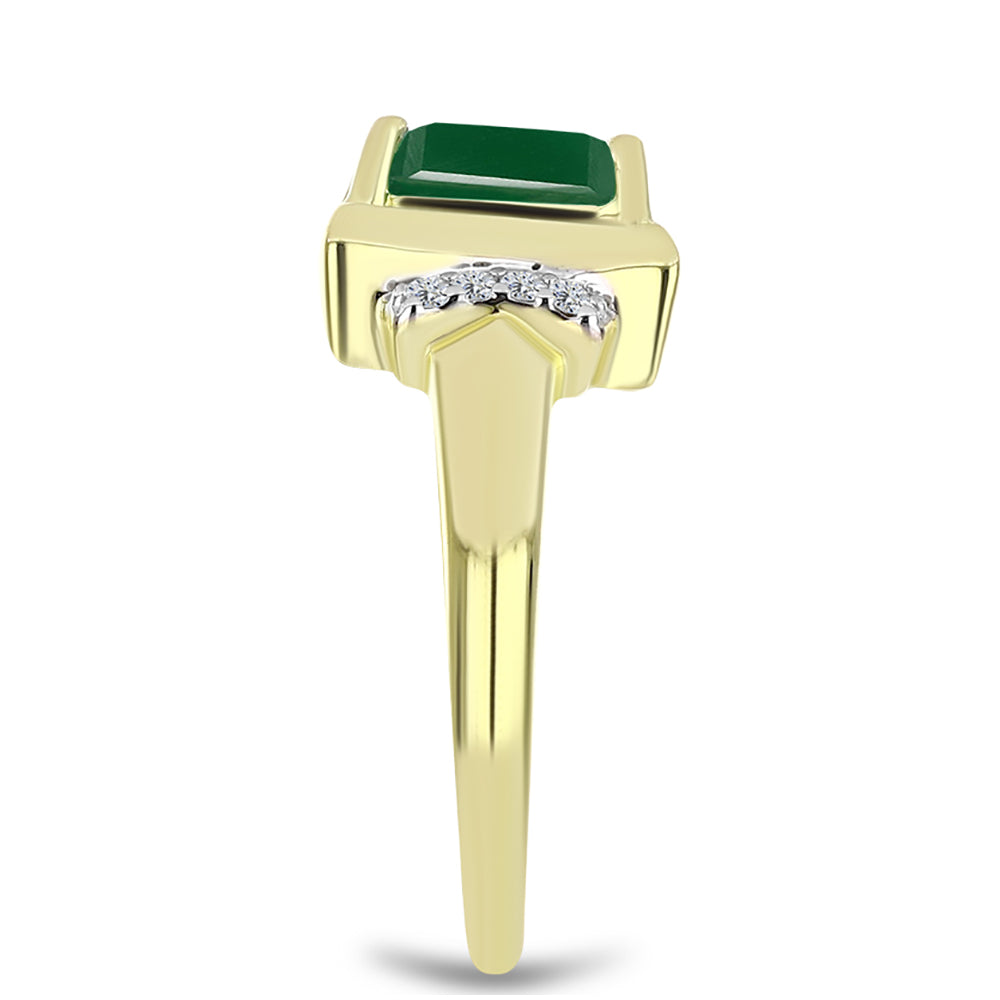 Inel din Argint 925 Placat cu Aur ( 3.12 grame ) cu Agat Verde și Topaz Alb 1.71 Carate