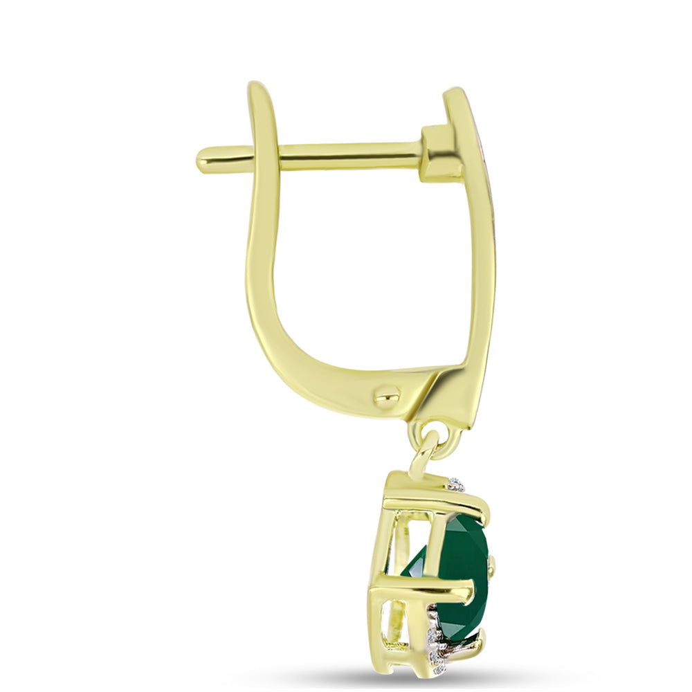 Cercei din Argint 925 Placat cu Aur ( 3.32 grame ) cu Agat Verde și Topaz Alb 1.27 Carate